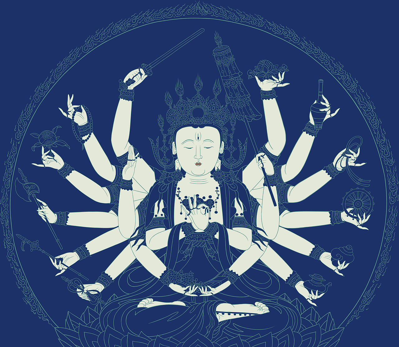 千手观音线描作品