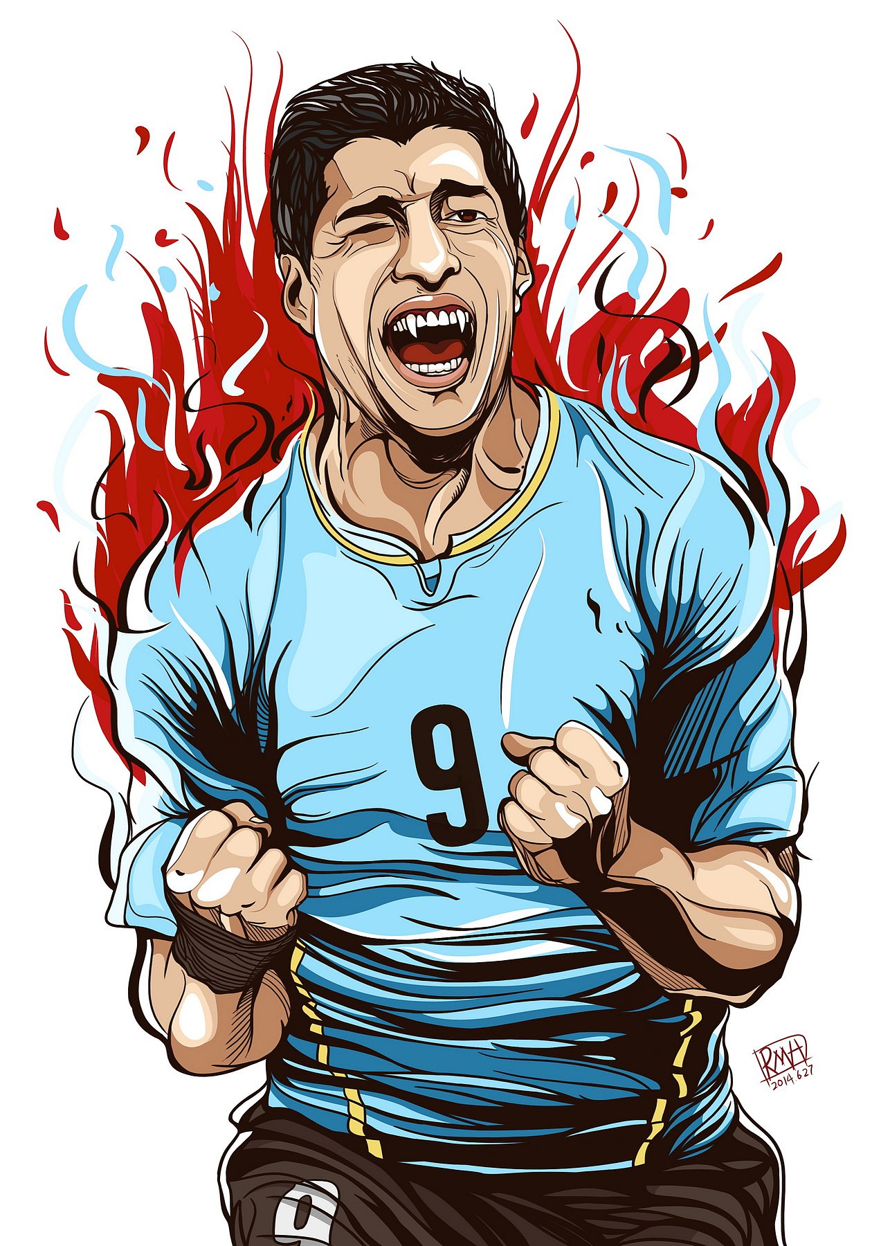 苏神(苏亚雷斯咬人)恶搞插画海报