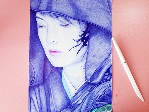 圆珠笔手绘《招摇》许凯