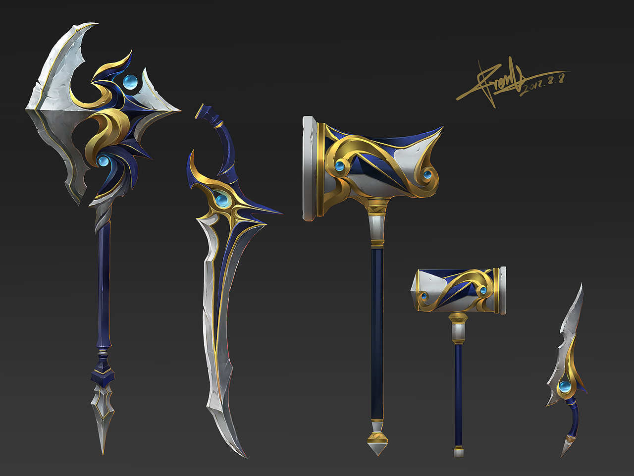 湛蓝冷兵器系列|插画|游戏原画|frankiel_原创作品-站酷zcool