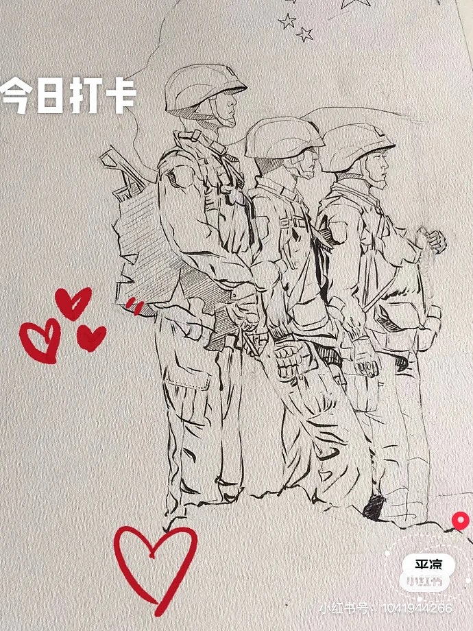 边海防官兵绘画作品图片