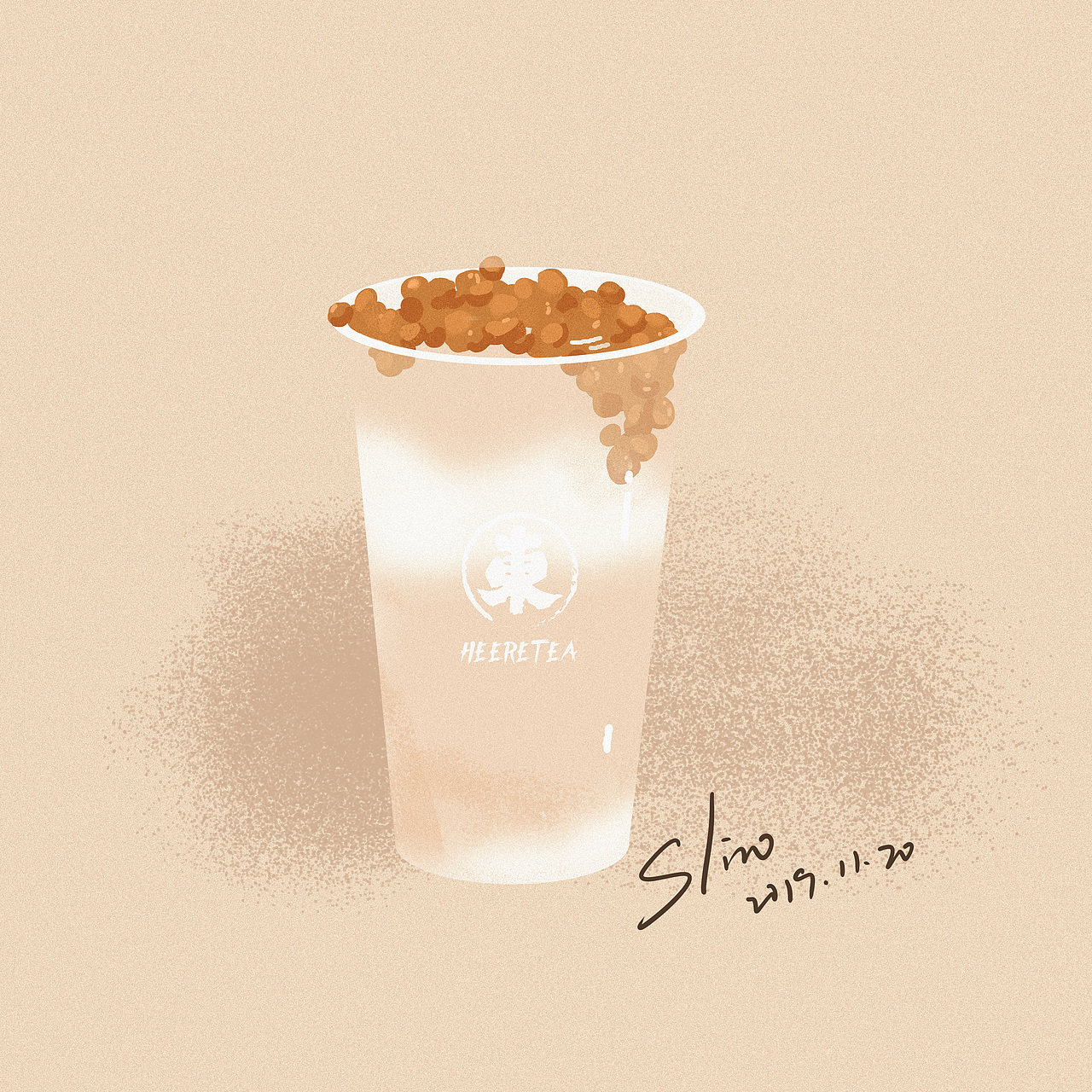 一波推文奶茶插画