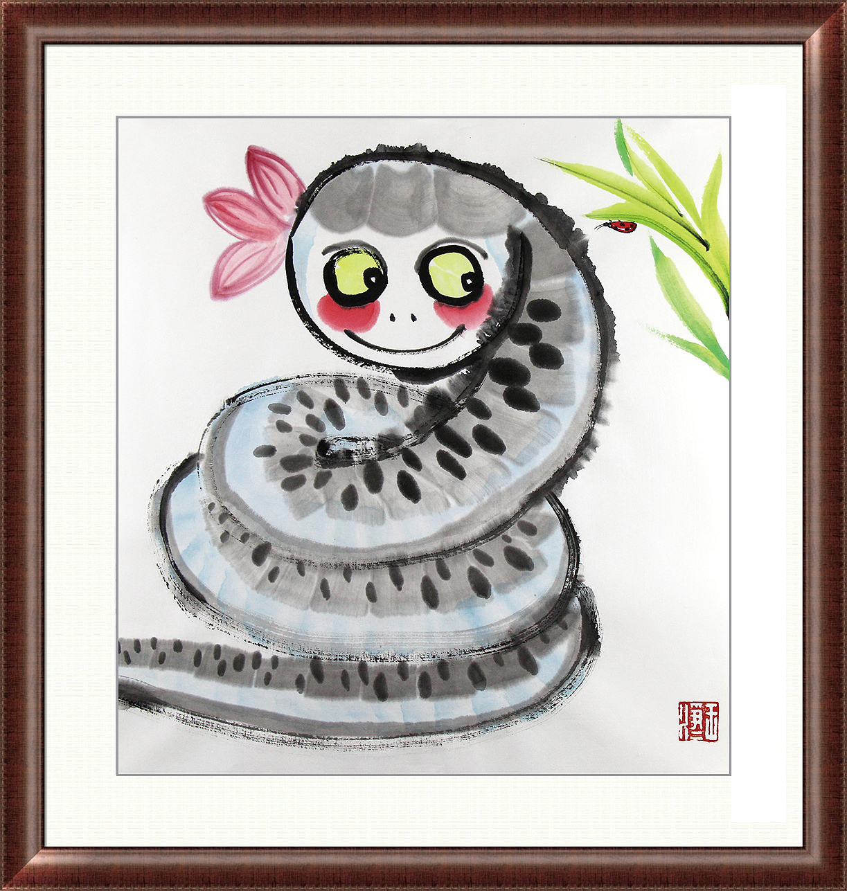 画儿晴天生肖水墨画水墨蛇篇4副