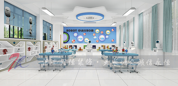郑州学校创客教室装修设计案例效果图-普海外国语学校创客教室设计