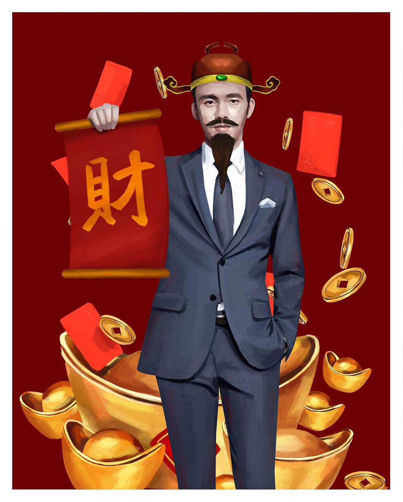 福禄寿（图ZMTU2OTMxMzY4） - 商业插画 - 站酷设计师章鱼丸啊原创素材 - 站酷ZCOOL