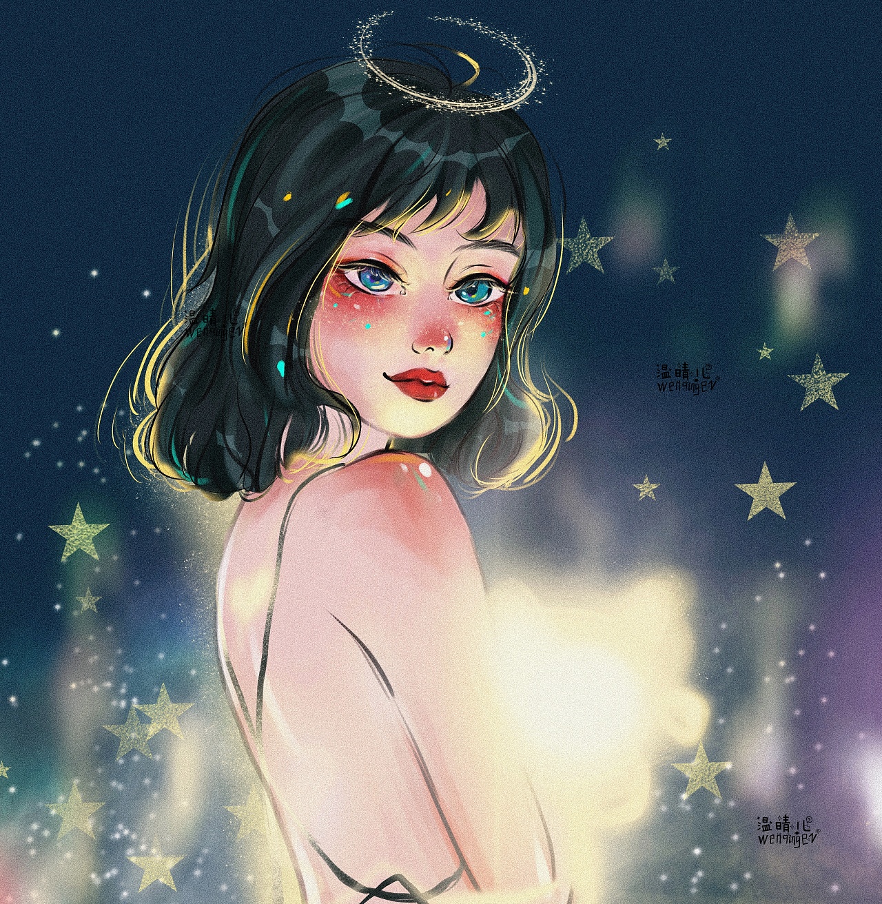 利用光影处理的少女|动漫|肖像漫画|温晴儿手绘 - 原创作品 - 站酷