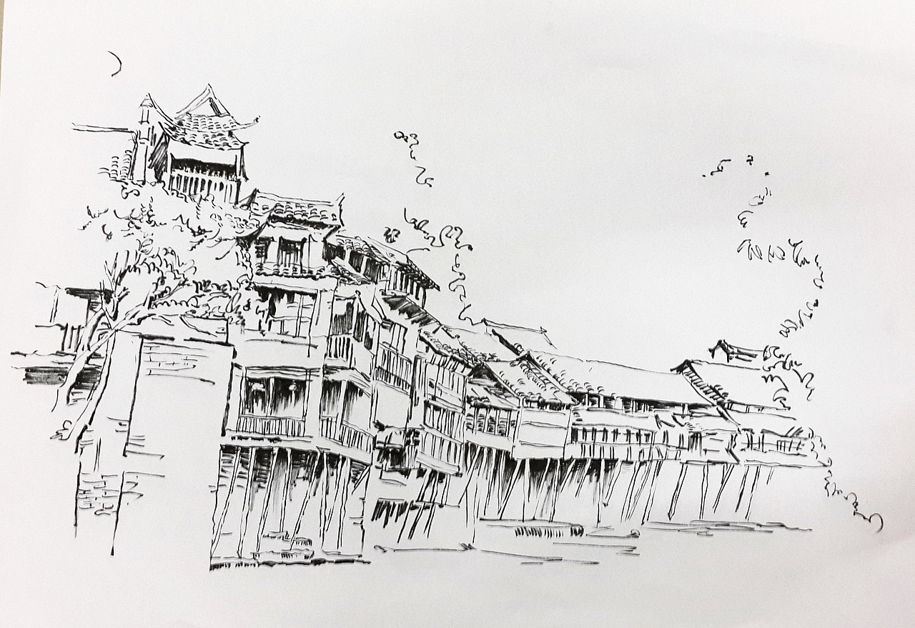 凤凰古镇速写小稿