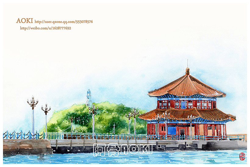 手绘城市系列——《山东青岛》