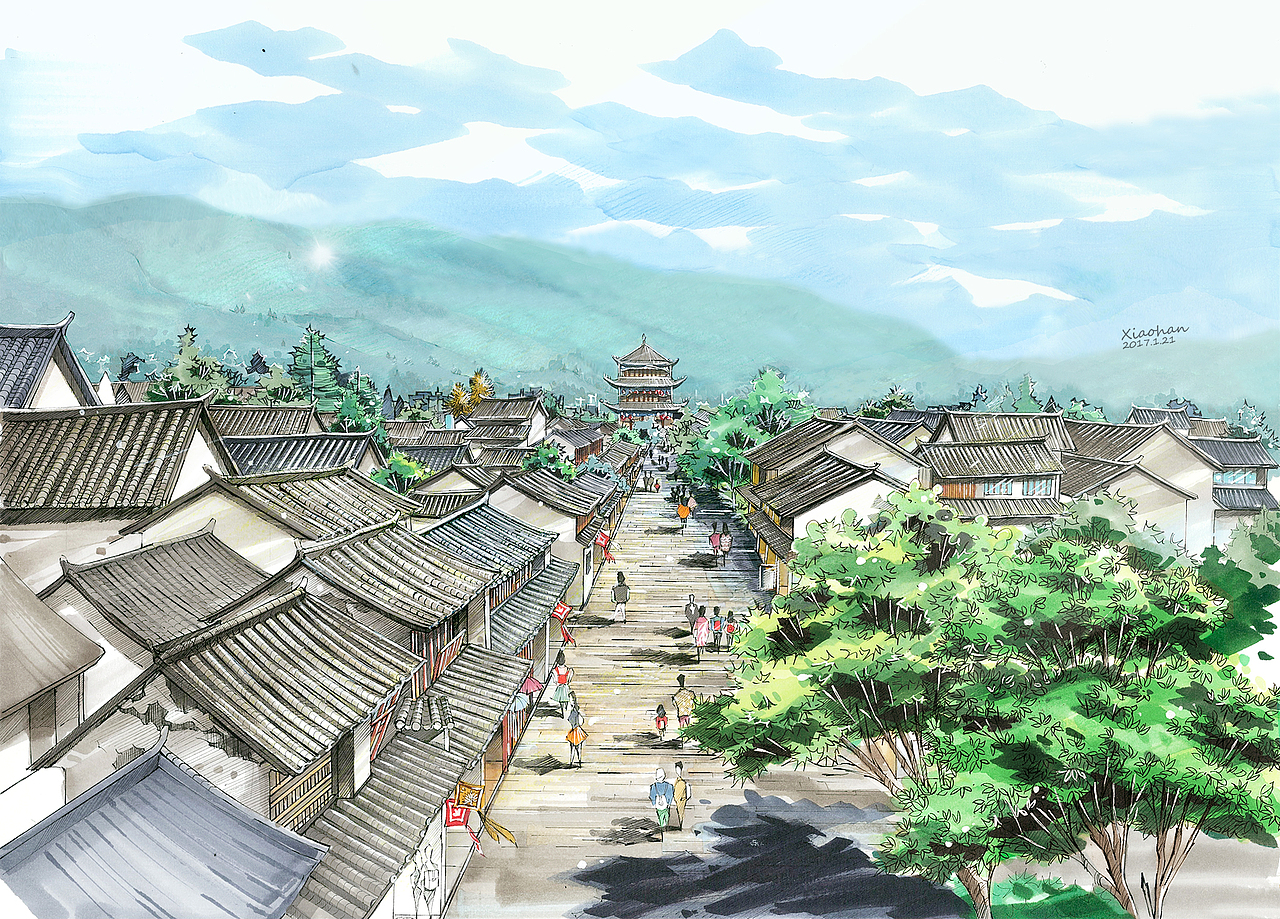 古城古街古香古色,苍山苍翠苍郁苍茫.良辰美景,自难相忘.(大理古城)