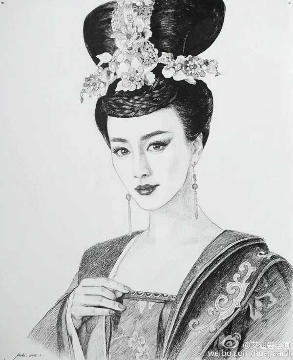 素描(人物武媚娘)|纯艺术|绘画|lac君君_原创作品-站酷zcool
