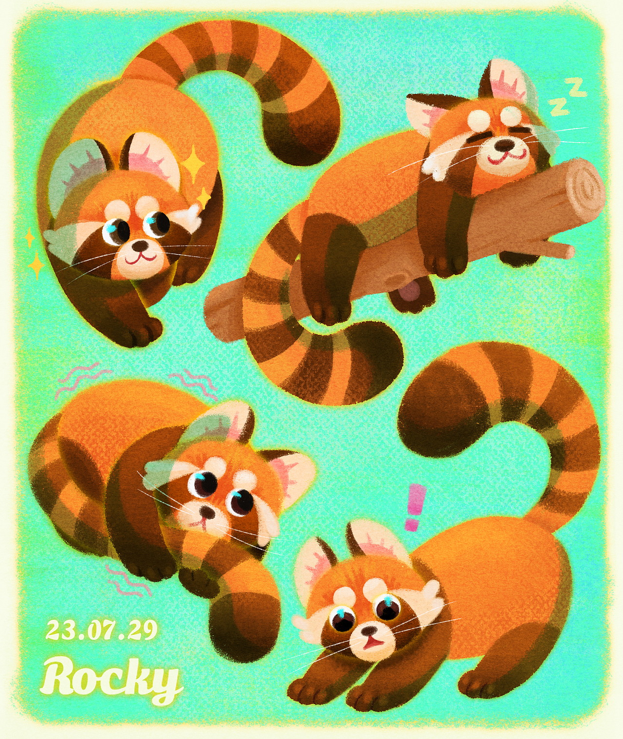 可爱小熊猫的4种状态（图ZMzU3MzA0MDY4） - 儿童插画 - 站酷设计师插画师Rocky原创素材 - 站酷ZCOOL