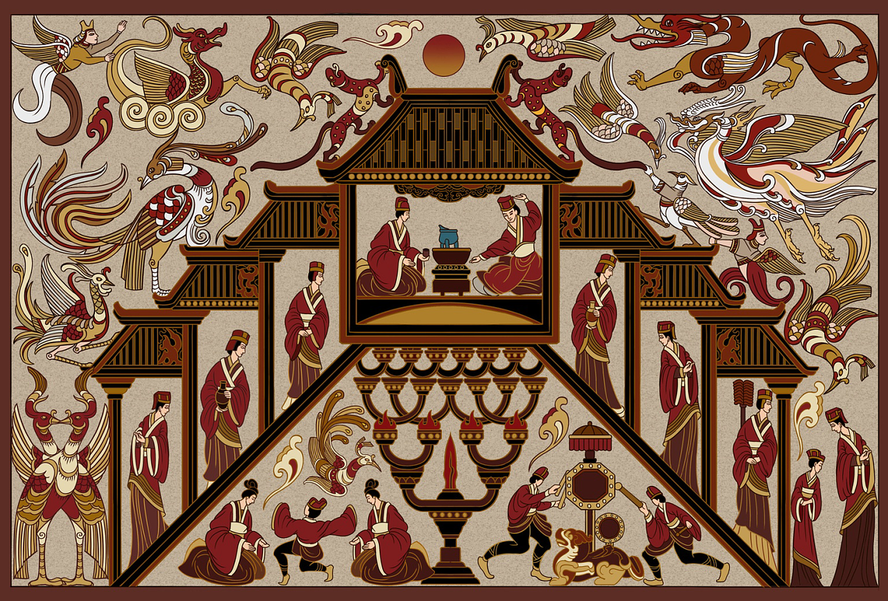 复原出图文物古代画像砖上的《宴乐图》