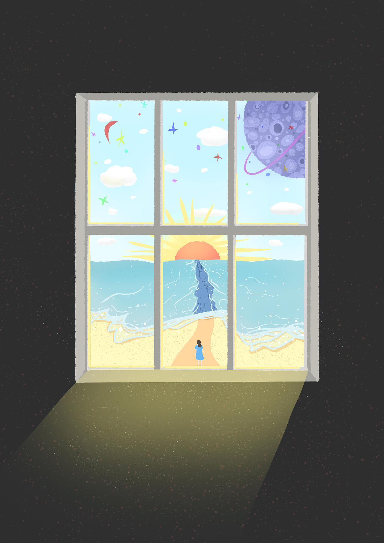 窗外的世界（图ZMjIxMjY5NTQw） - 商业插画 - 站酷设计师小巧嘛原创素材 - 站酷ZCOOL