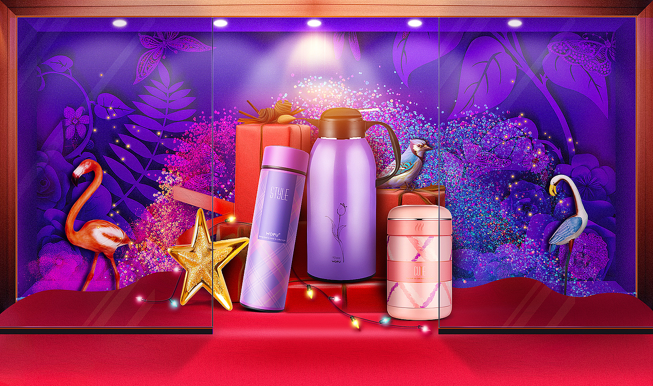 水杯海报橱窗展示