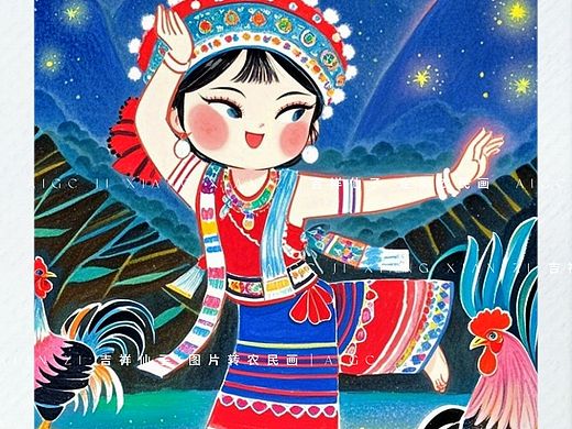 插画｜《公鸡舞》