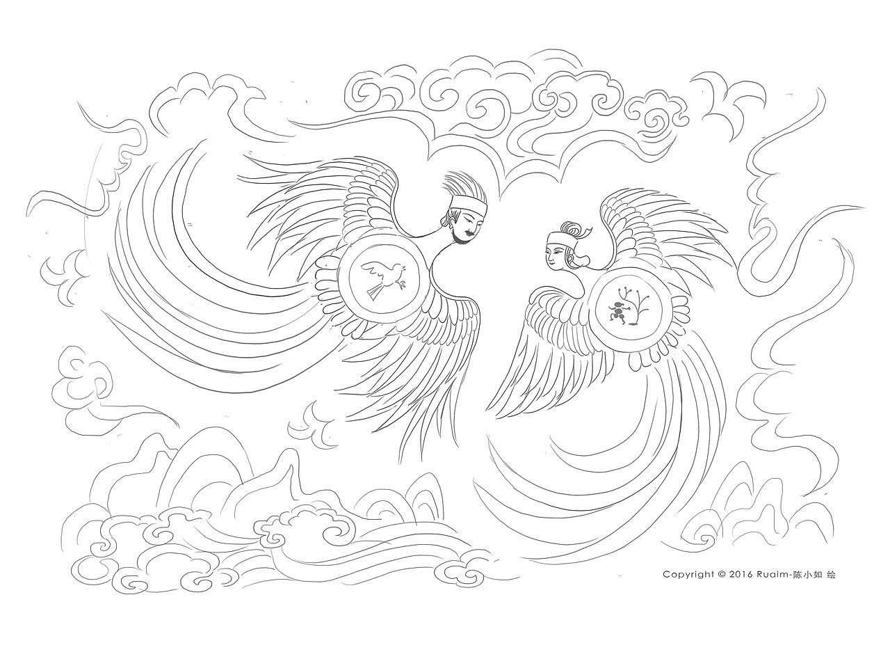 日月之神,神话为画——装饰插画