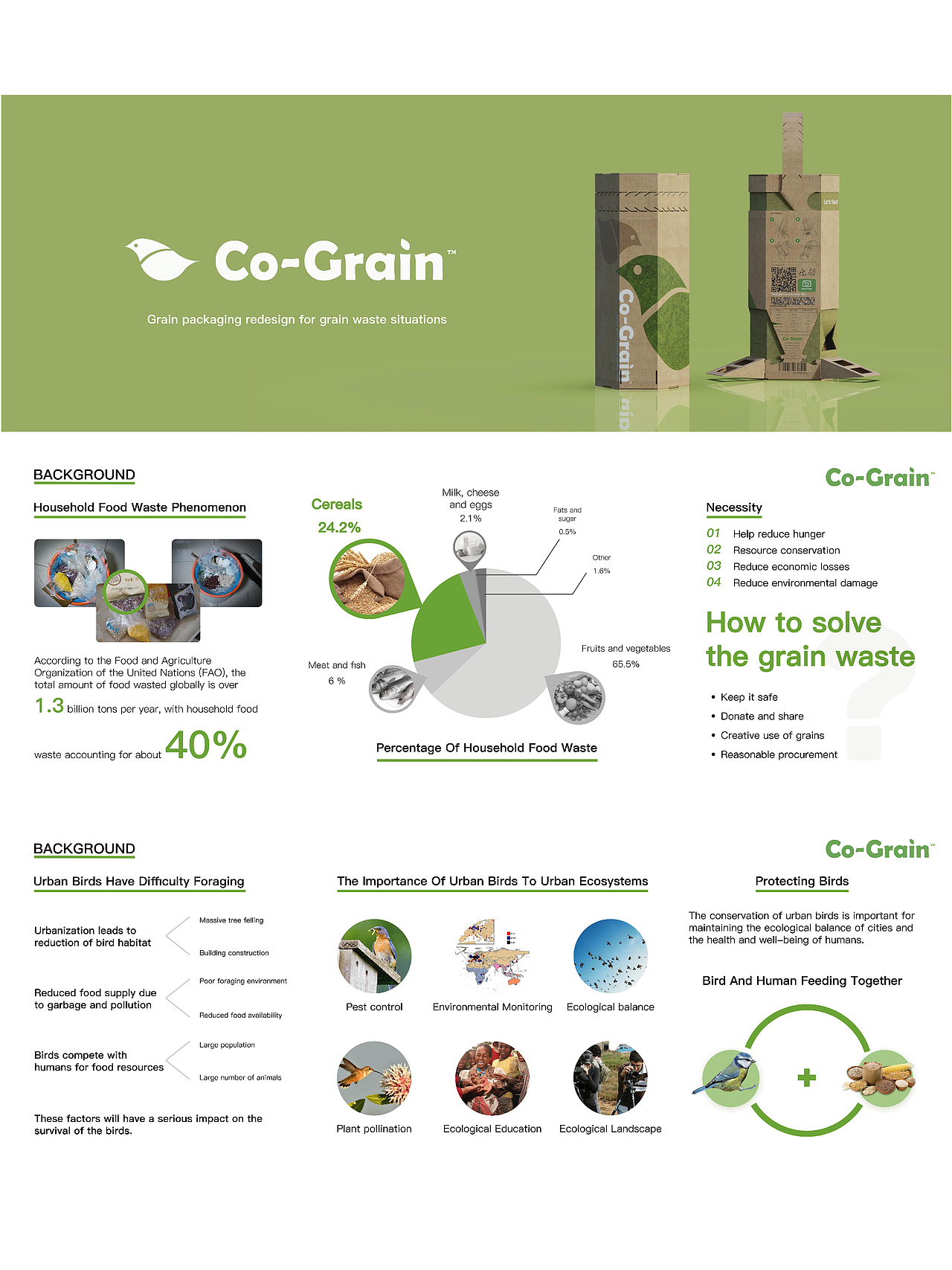 Co-Grain是谷物包装,也是喂鸟器