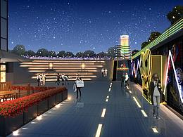 酒吧街區(qū)夜景透視圖