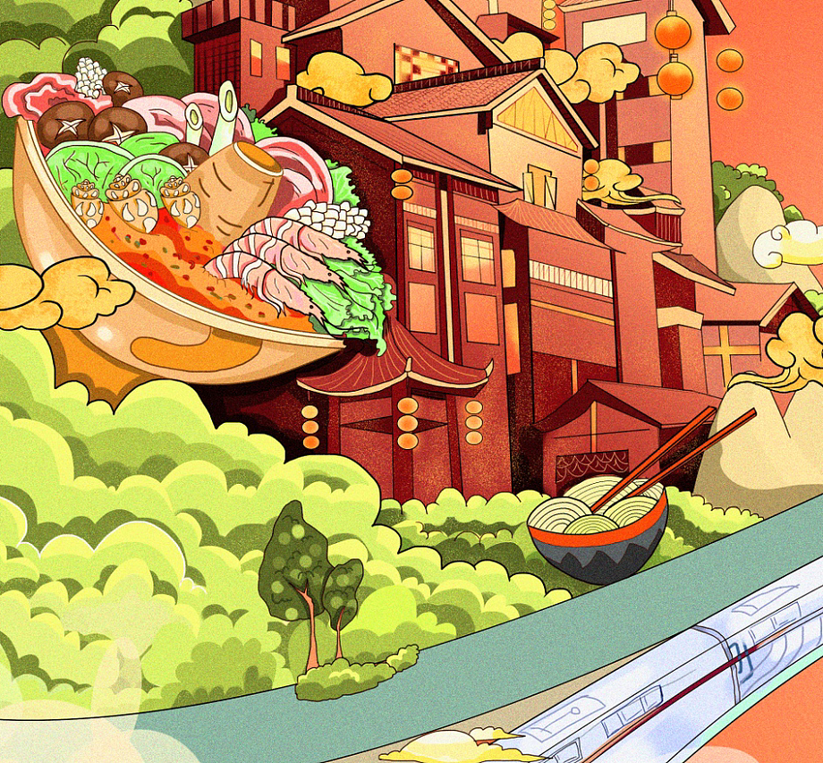 手绘古风 建筑插画（图ZMjM4OTM0NDMy） - 商业插画 - 站酷设计师王羲之的鹅原创素材 - 站酷ZCOOL