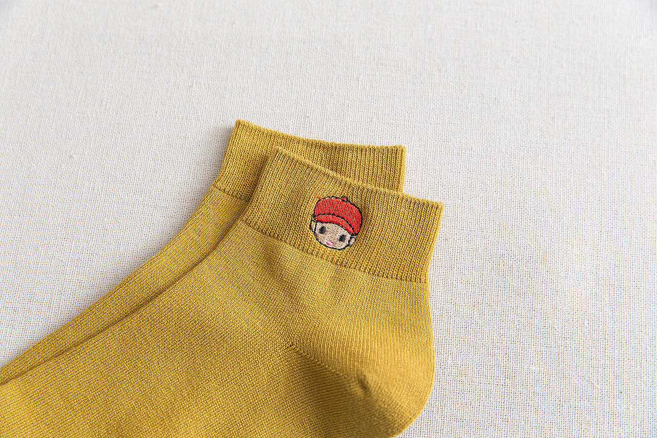 2020春夏男袜短袜刺绣日系袜子