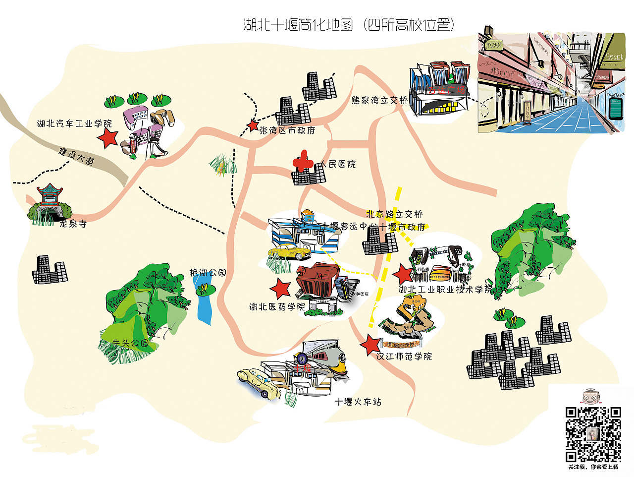 湖北十堰简易地图(四所高校)