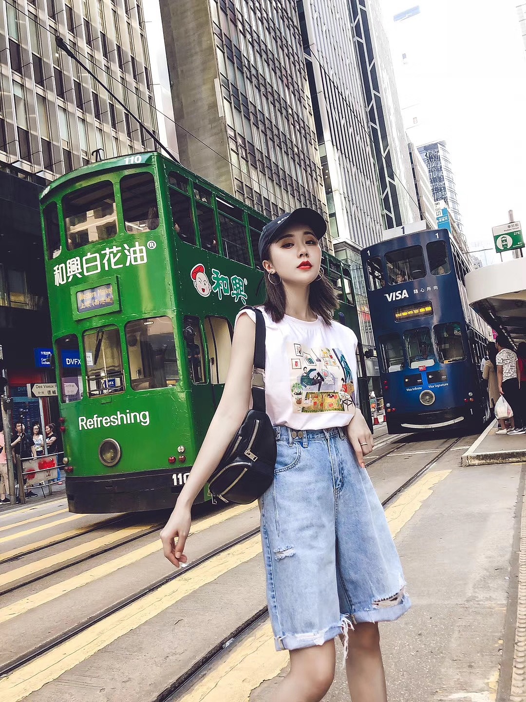 模特希文 香港旅 拍背带裤拍摄 牛仔裤拍摄 短裤拍摄