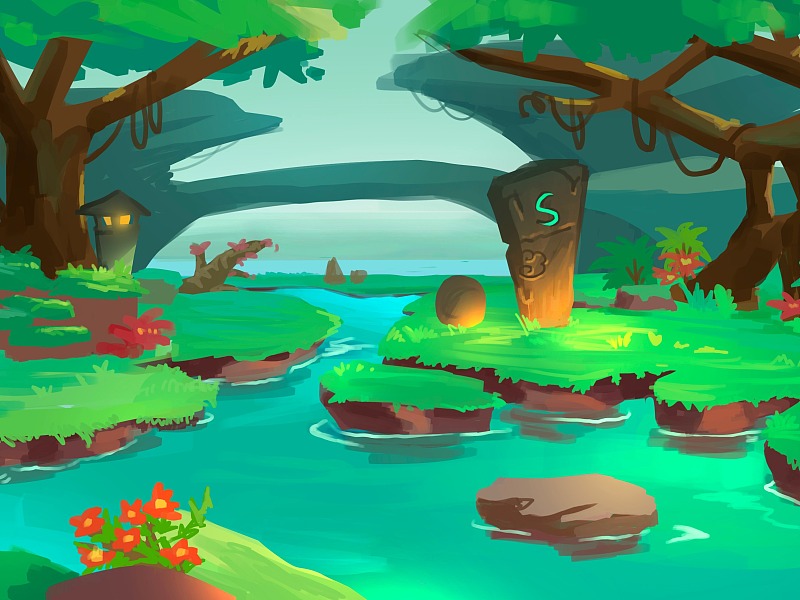 最近做的一组闯关游戏场景和人物