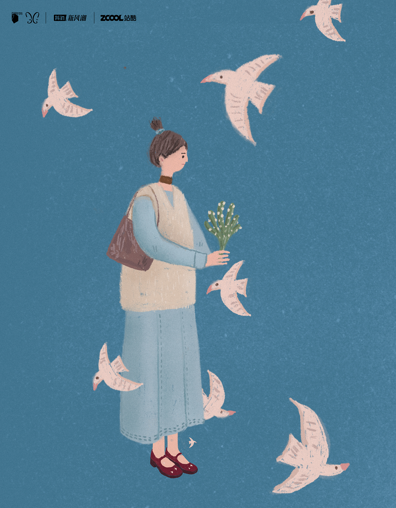 【女孩与和平鸽】（图ZMzA4NTAyNzgw） - 鞋履设计 - 站酷设计师东马原创素材 - 站酷ZCOOL