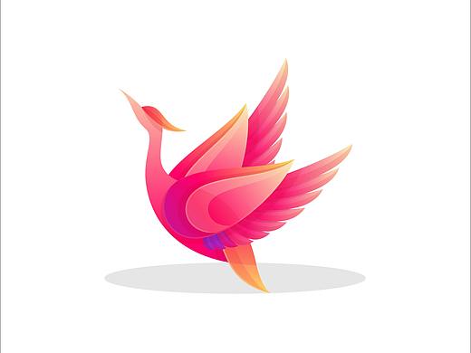 国外炫彩风格鸟logo标志AI素材