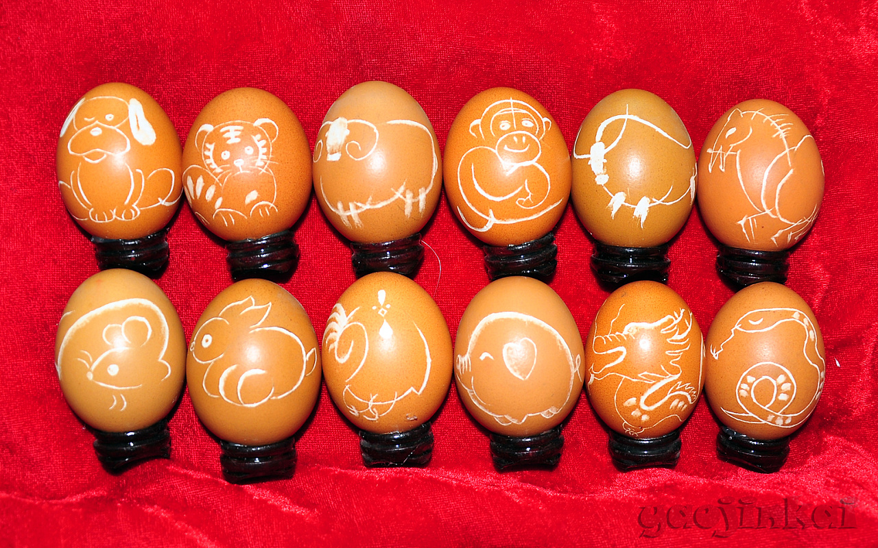 十二生肖 蛋雕作品