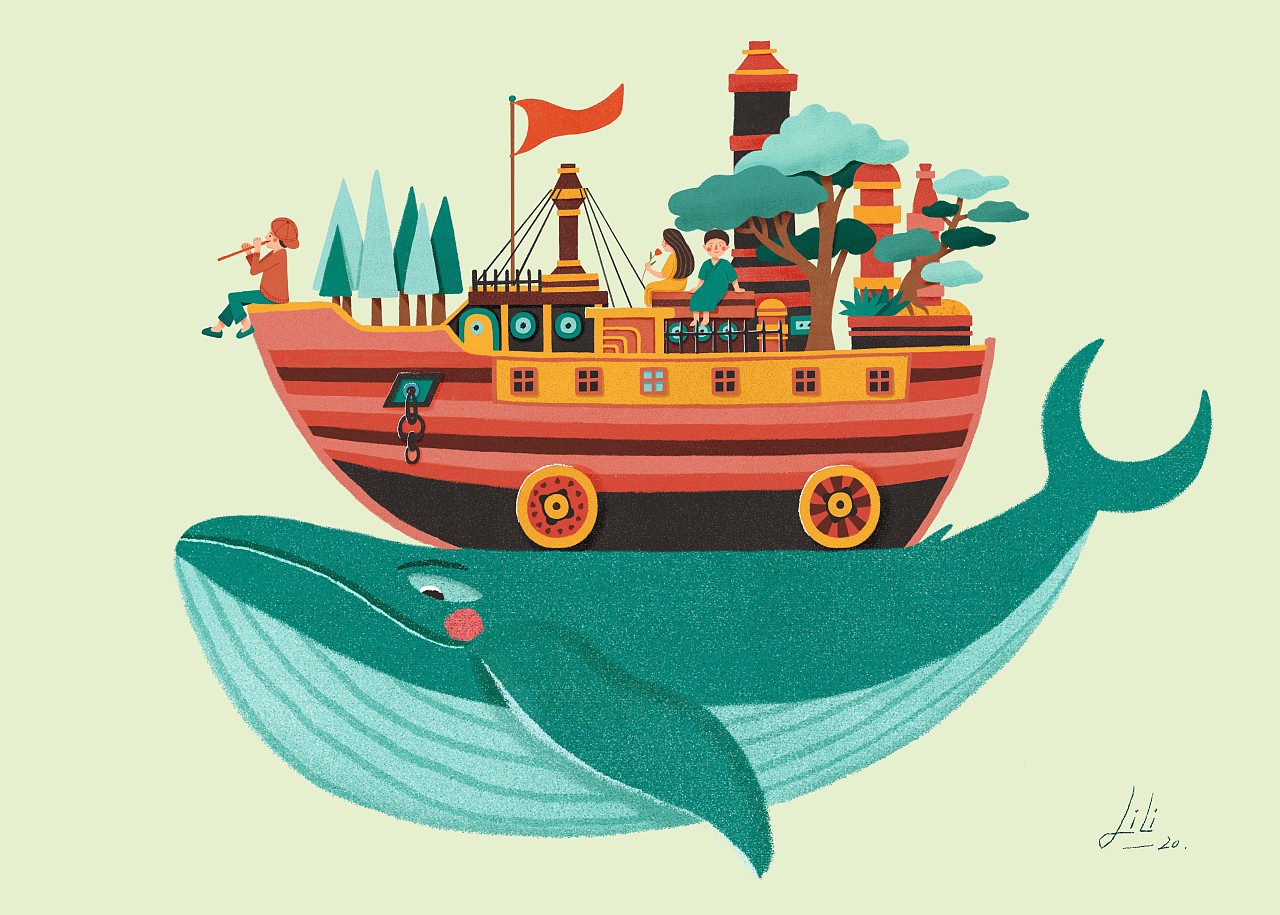 010 鲸鱼与船|插画|儿童插画|lili457241250 - 原创作品 - 站酷