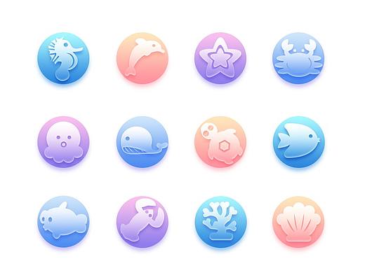 漸變海洋類圖標制作（個人主頁-ZMzUzMzExMDQ=） - 圖標 - 站酷設計師兔兔不愛吃蘿卜原創(chuàng)素材 - 站酷ZCOOL