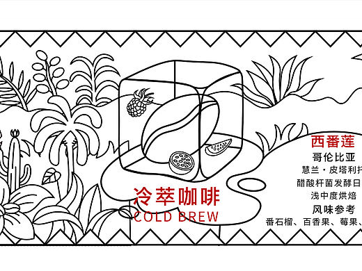 咖啡馆冷萃咖啡包装插画
