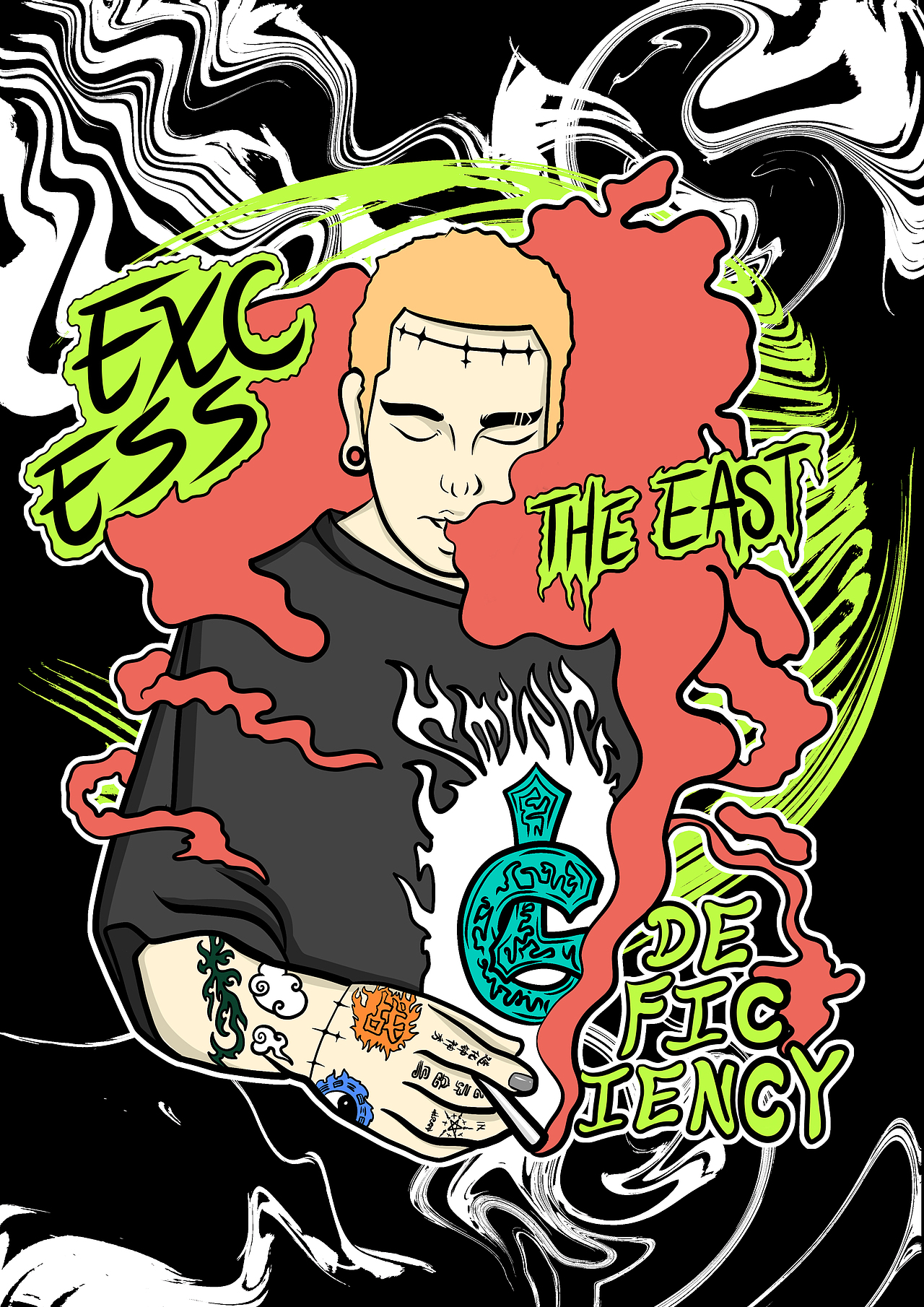 烟雾缭绕（图ZMjY0MTIwOTMy） - 新锐潮流插画 - 站酷设计师李茶LC原创素材 - 站酷ZCOOL