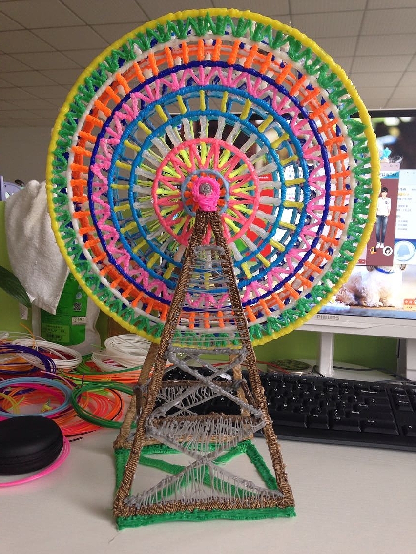 3d打印笔【七彩摩天轮】3d打印笔,耗材3d模型作品