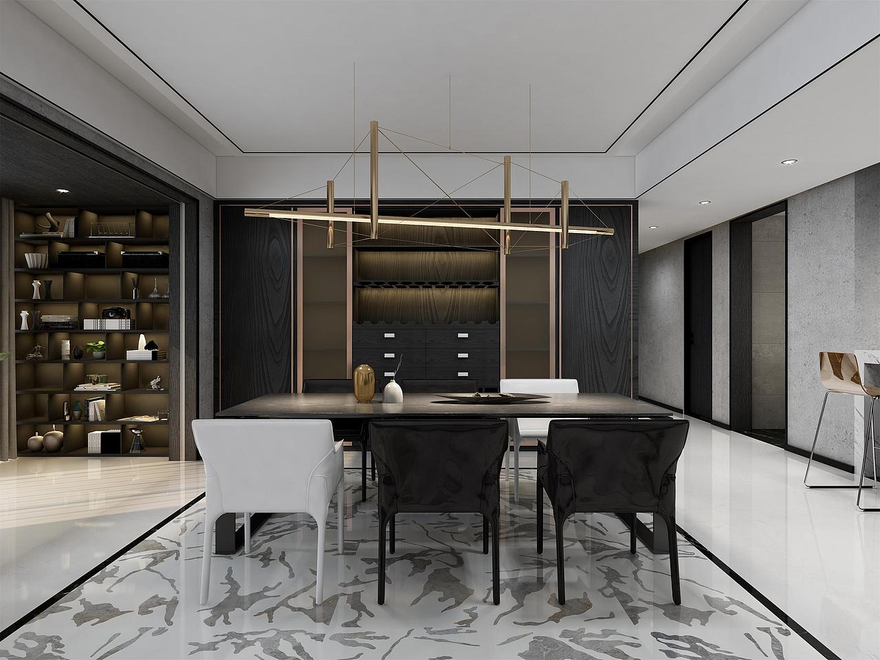 米洛西 | 都市现代客厅餐厅（图ZMjAzMjc5NTAw） - 家装设计 - 站酷设计师米洛西大理石原创素材 - 站酷ZCOOL