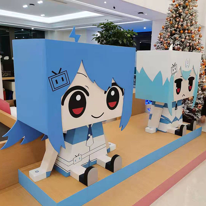 玻璃钢彩绘纸盒人日本动漫雕塑潮玩剧本杀网红店装饰