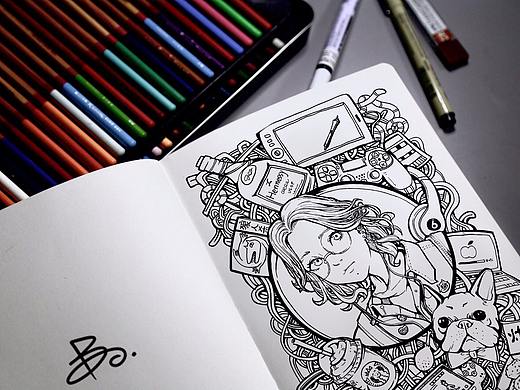 装饰画人物涂鸦插画