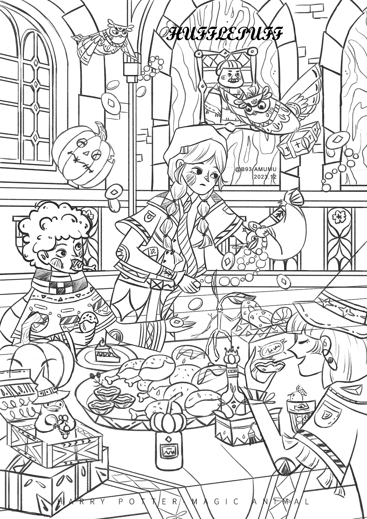 水彩风插画-哈利波特·赫奇帕奇 | 谁不想和獾獾做朋友（图ZMzU4NzI2MTI0） - 创作习作 - 站酷设计师阿木木_6230原创素材 - 站酷ZCOOL
