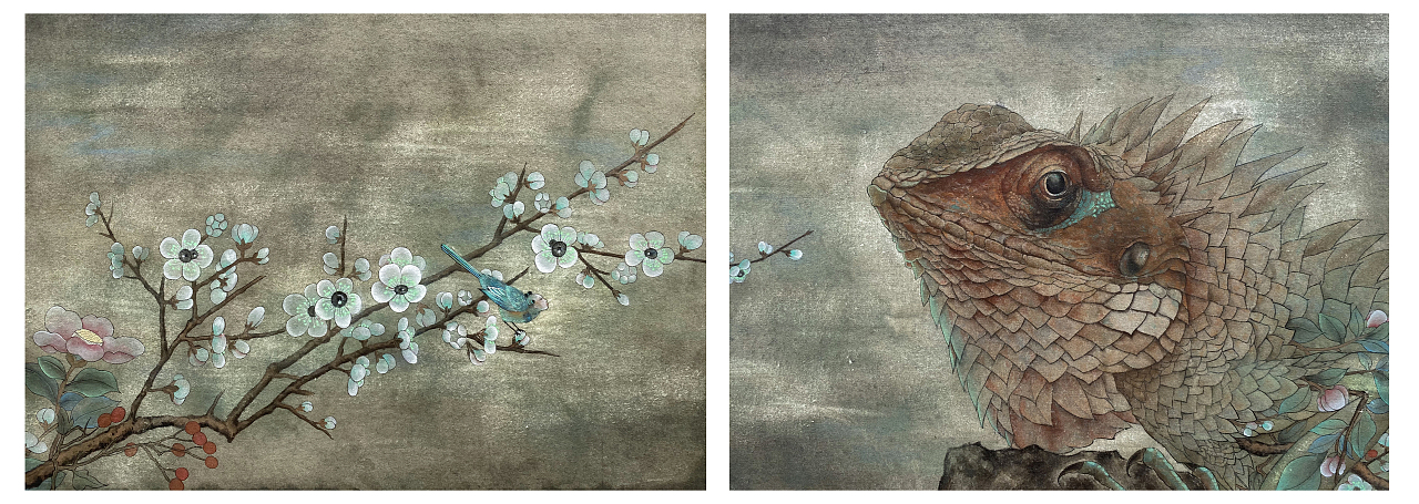 《循环不可寻》其一二 纸本设色
生命的循环亦是下一次的绽放。<br>