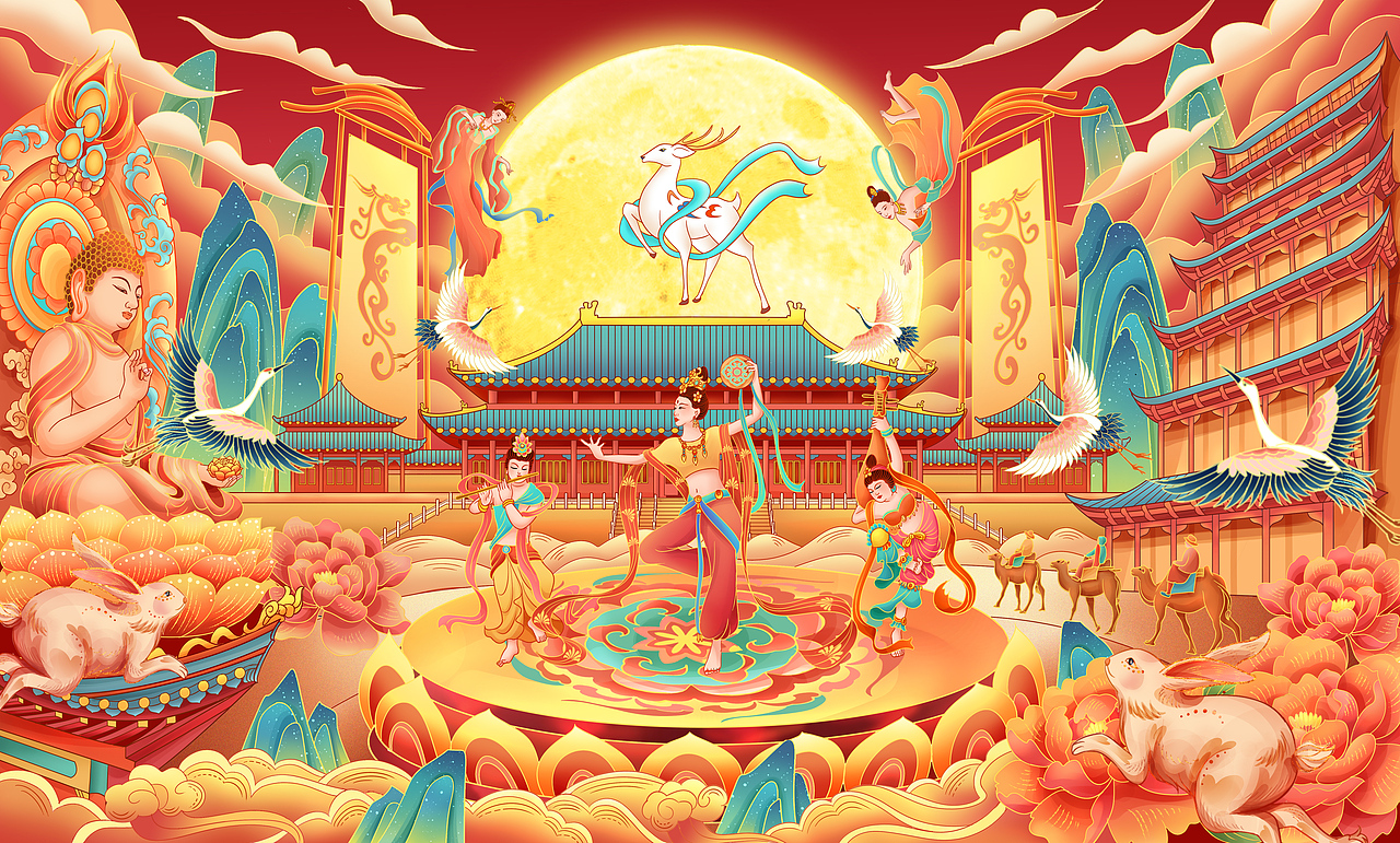 寻味千年,敦煌有礼 | 国潮场景插画