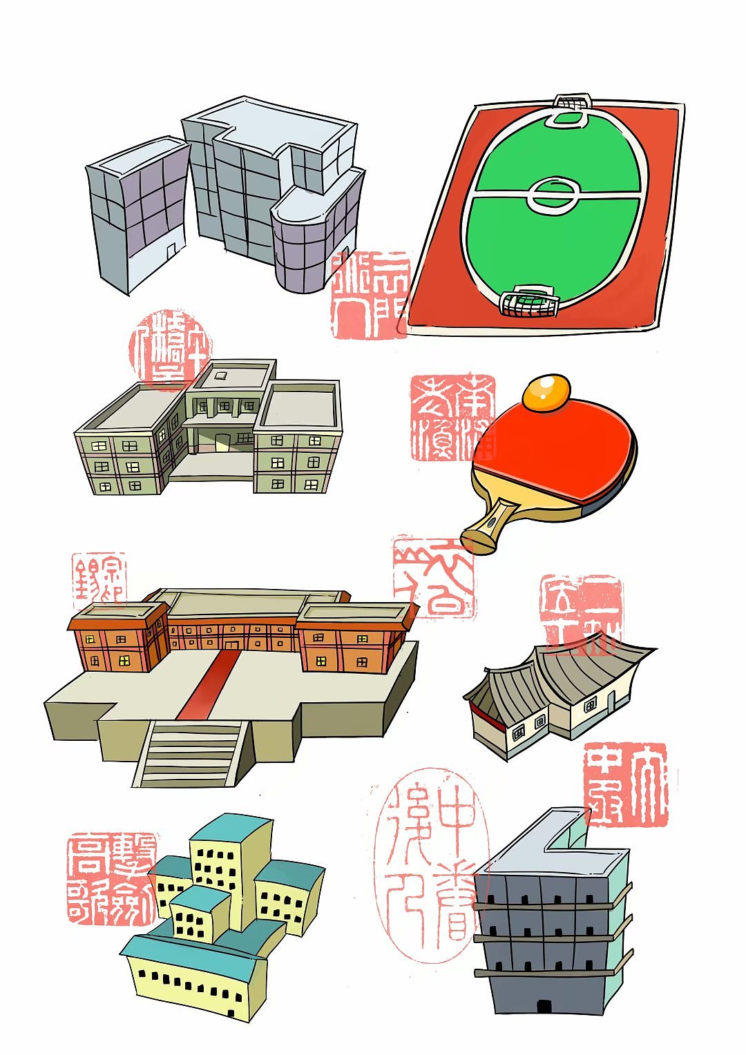 正定手绘旅行地图创作【附衍生文创品】（图ZMjEwMzMyMjg4） - 商业插画 - 站酷设计师设计师杨慧斌原创素材 - 站酷ZCOOL