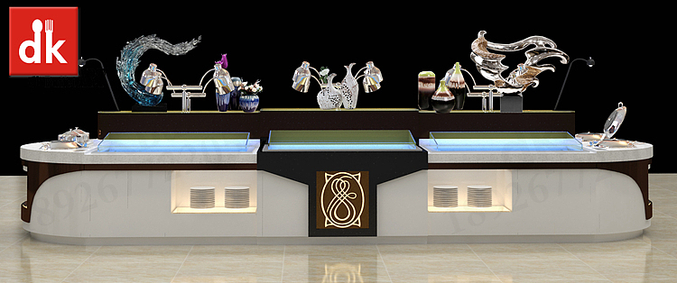 迪克自助餐台 圆形大理石自助餐台定制 可移动布菲台