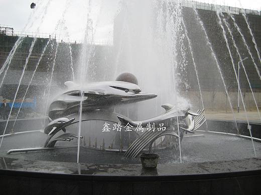 售楼部水景装饰系列不锈钢海豚雕塑小品建设美丽家园