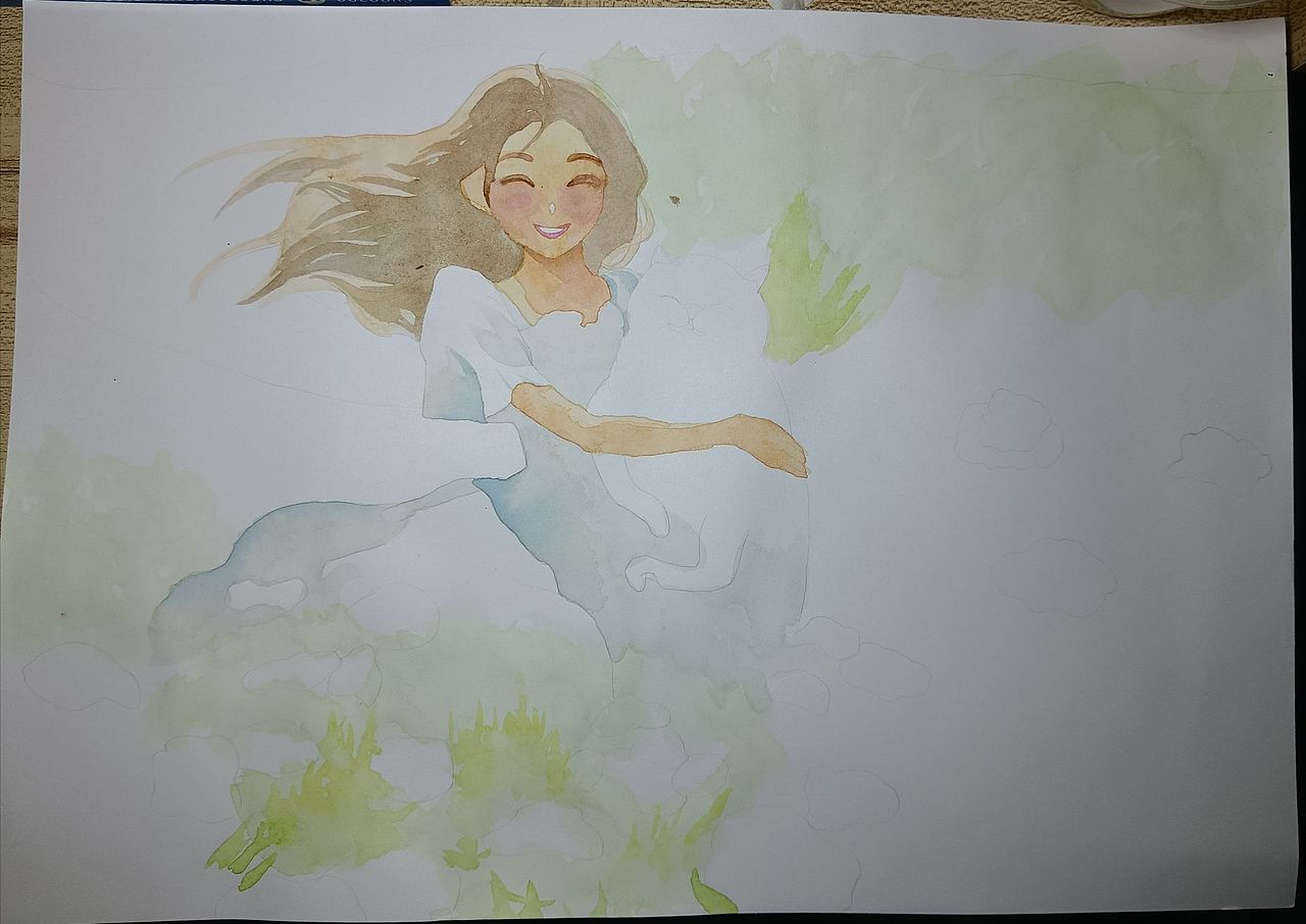 《猫咪女孩》可爱滴捏 | 水彩
