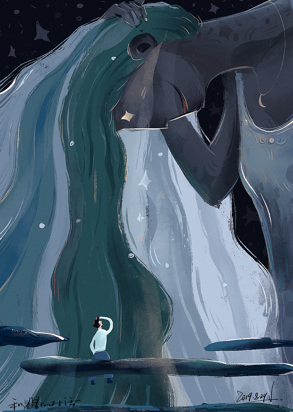 原创插画《有星星，有月亮》（图ZMjMxNDA3NDA0） - 商业插画 - 站酷设计师画非话原创素材 - 站酷ZCOOL