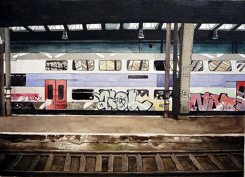 地铁|纯艺术|水彩|鸟了 - 原创作品 - 站酷 (zcool)