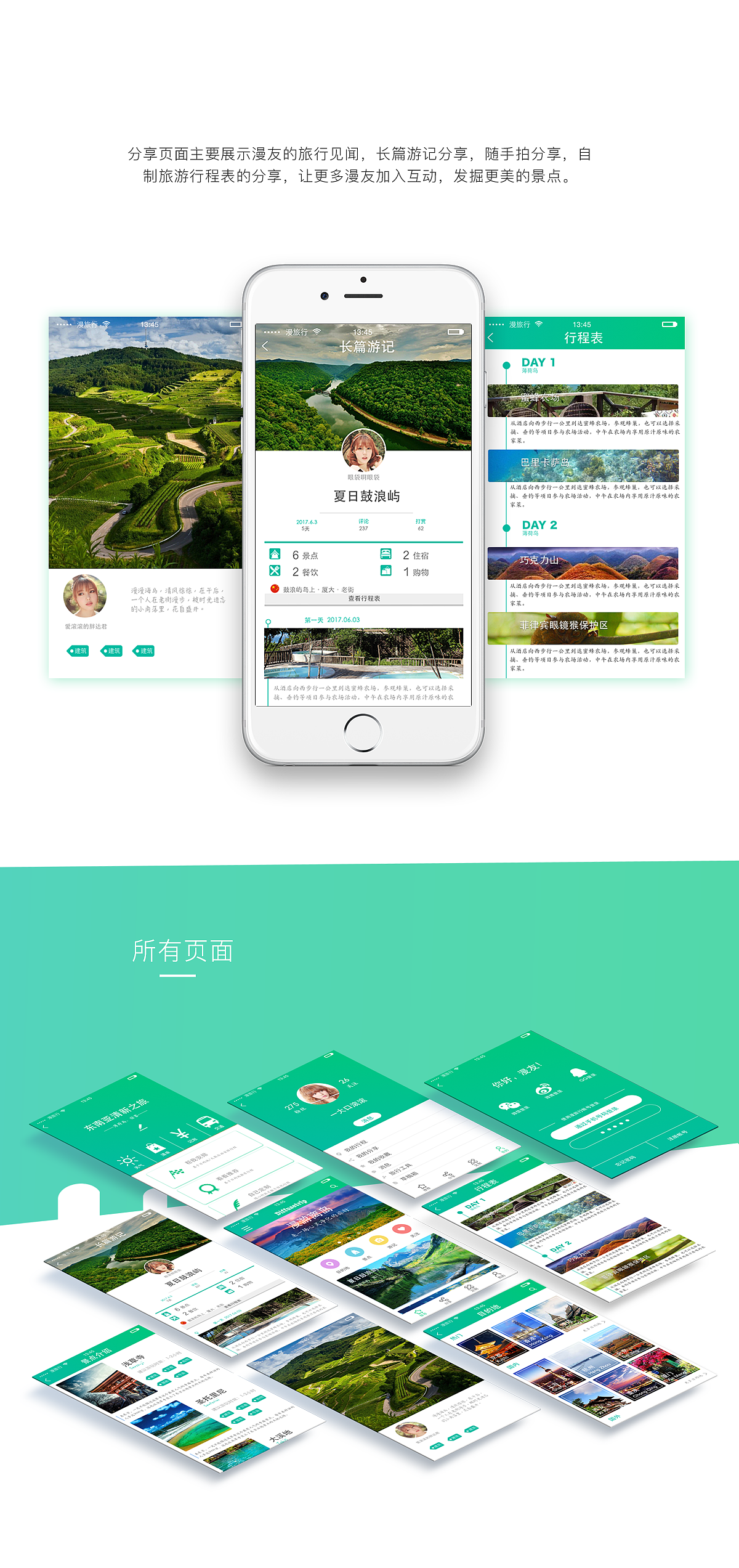 APP界面设计 漫旅行app 旅游 旅行游玩行程分享（图ZOTExODQ4NjA=） - APP界面 - 站酷设计师纯洁的落落大魔王原创素材 - 站酷ZCOOL