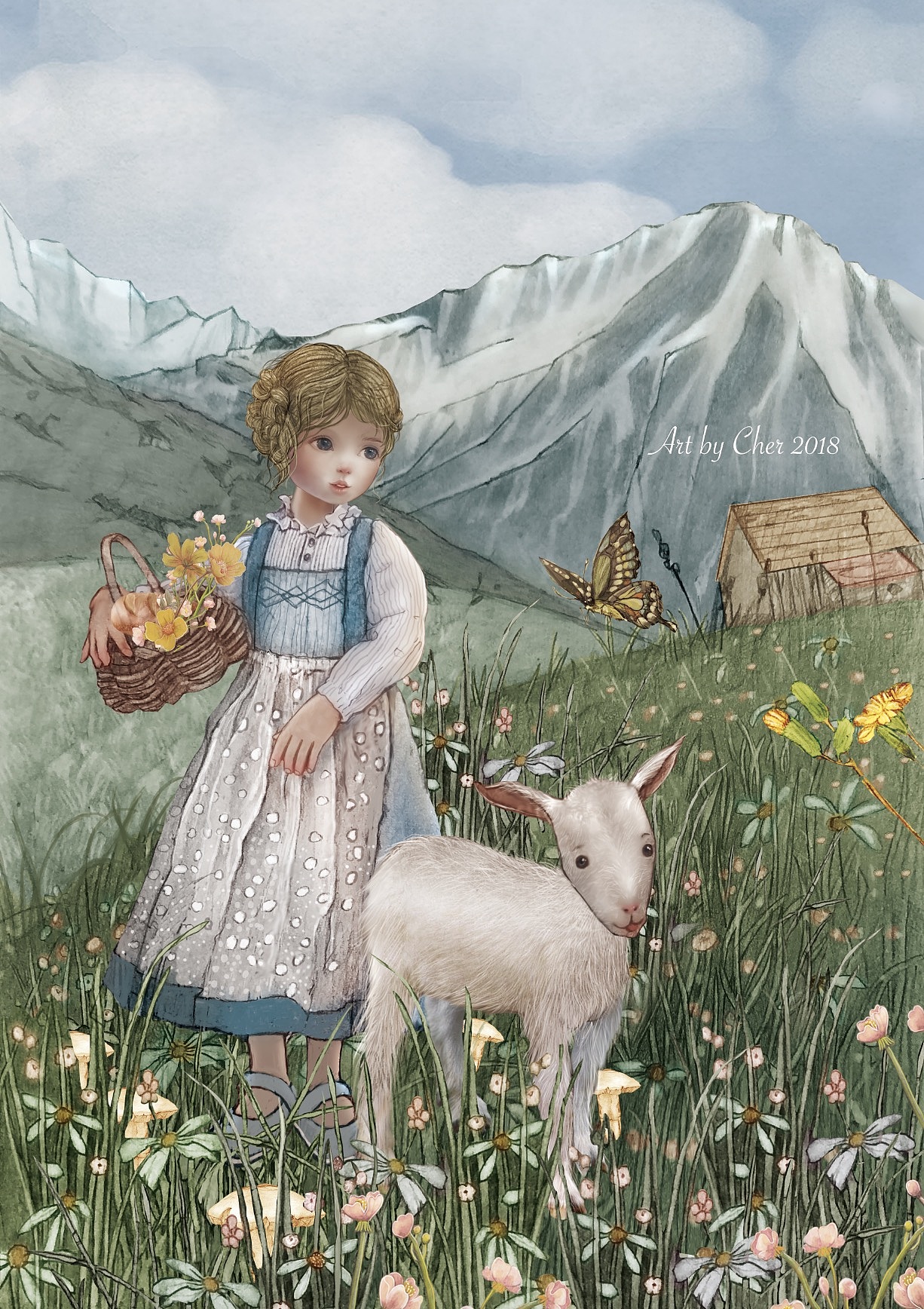 阿尔卑斯山下的少女
