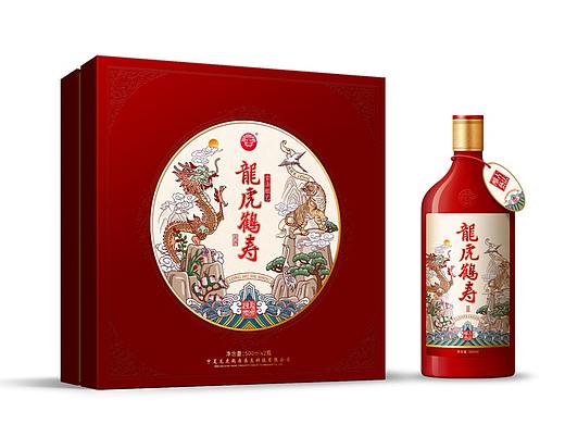 龙虎贺寿黄酒枸杞酒礼盒包装设计